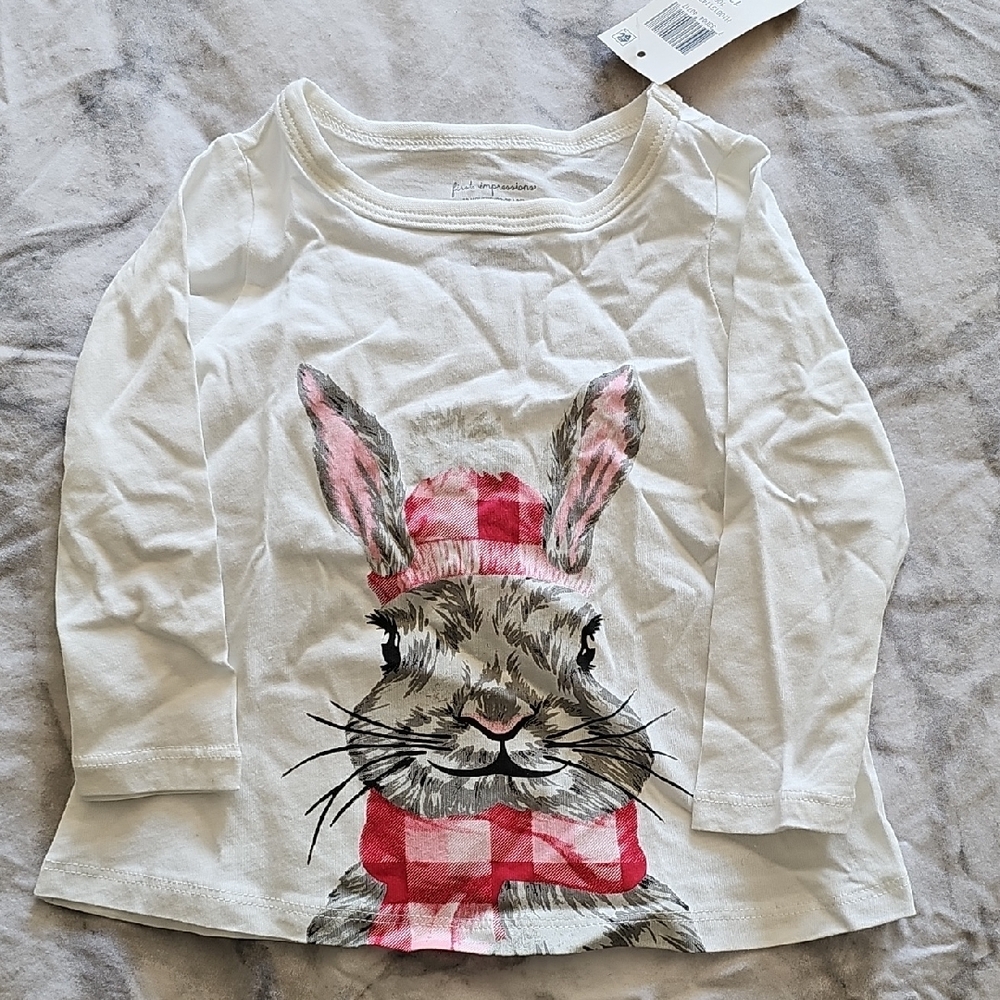 Kids White Bunny Graphic Shirt